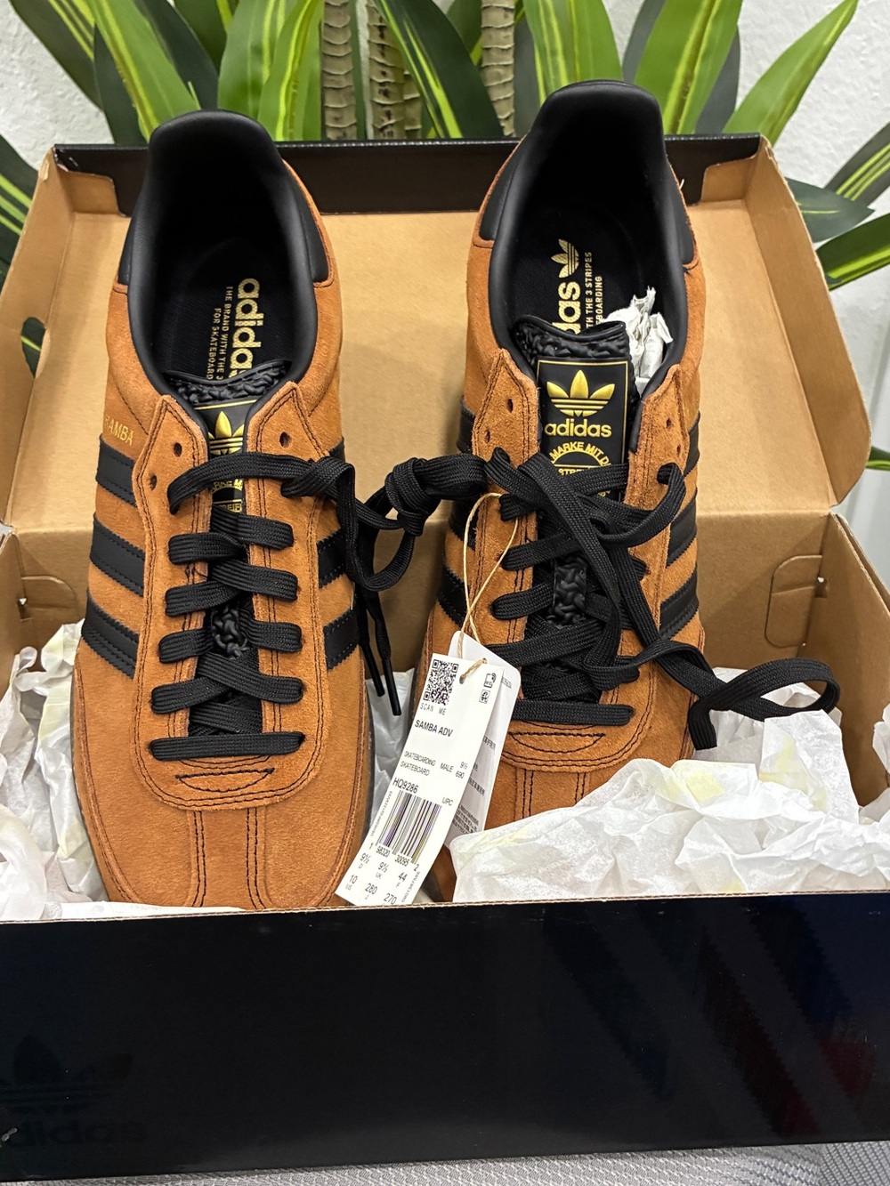 adidas Samba Suede Men's Shoes in Tan with Black Stripes